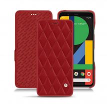 Funda de piel Google Pixel 4 - Solapa horizontal - Rojo - Piel lisa cosida - Nuevo
