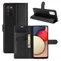 Portefeuille pour SAMSUNG Galaxy A02S Simili-cuir Rabat Protection (NOIR)