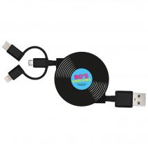 YELLO KOKO Suzy 3 en 1 USB A/micro USB y USB C y cable Lightning 1m Vinilo Azul - Nuevo