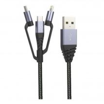 Tiger Power Cable 3En1 Usb/Micro-Usb/Type C/Lightning 1.2M Gris