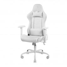 DELTACO GAMING - WHITE LINE - Fauteuil gaming, Base aluminium, Cuir PU blanc, max 90kg