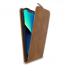 Coque pour Apple iPhone 13 MINI en NOISETTE MARRON Housse de protection Étui au design flip en similicuir lisse