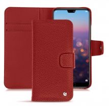 Funda de piel Huawei P20 Pro - Solapa billetera - Rojo - Piel granulada - Nuevo