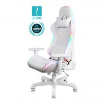DELTACO GAMING - WHITE LINE - Fauteuil gaming RGB LED 332 modes, Cuir PU blanc, max 120kg