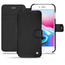 Funda de piel Apple iPhone 8 Plus - Solapa billetera - Negro - Piel lisa - Nuevo