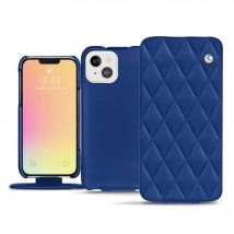 Housse cuir Apple iPhone 13 mini - - Bleu - Cuir lisse couture