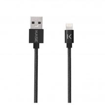 Câble Lightning certifié MFi Apple vers USB tressé métallisé Charge/Sync (2M), Noir