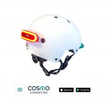Cosmo Urban Blanc S/M - Casque avec éclairage Vélo Arrière Intelligent et Connecté - Clignotants, Feu Stop, Detection de Chute Automatique, Partage de