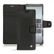 Housse cuir Sony Xperia 5 - - Noir - Cuir grainé