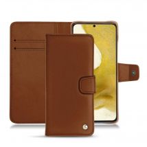 Funda de piel Samsung Galaxy S22 - Solapa billetera - Marrón - Piel lisa - Nuevo