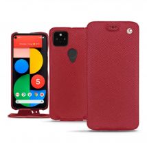 Housse cuir Google Pixel 5 - Rabat vertical - Rouge - Cuir saffiano