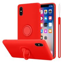 Coque pour Apple iPhone X / XS en LIQUID RED Housse de protection Étui en silicone TPU flexible avec anneau