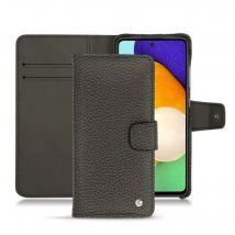 Funda de piel Samsung Galaxy A52 - Solapa billetera - Gris - Piel granulada - Nuevo