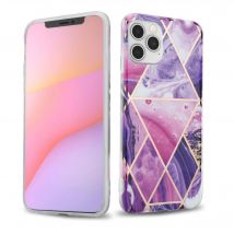 Coque pour Apple iPhone 12 / 12 PRO en Marbre Vague Violet No. 14 Housse de protection Étui en silicone TPU avec motif mosaïque
