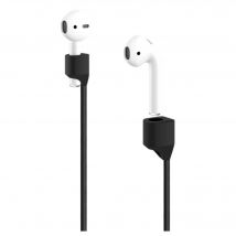 Sangle en gel de silicone doux avec clips aimantés pour AirPods/ AirPods Pro, Noir satin