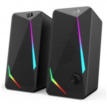 Redragon GS510 RGB Haut-parleurs PC 2x3W avec 4 Modes de rétroéclairage LED colorés, Alimentation USB et audio câble 3,5 mm