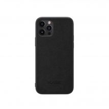 Coque en Suède Alcantara pour Apple iPhone 12/12 Pro, Noir Minuit