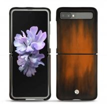 Coque cuir Samsung Galaxy Z Flip - - Marron - Cuir patine