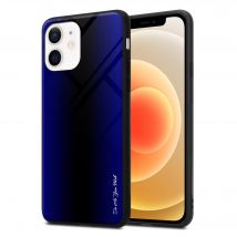 Coque pour Apple iPhone 12 MINI Aspect rayé en COBALT VIOLET Housse de protection Étui en silicone TPU et dos en verre trempé