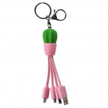 Câble Andy USB A / microUSB & USB C & Lightning 2.1A 15cm Format Porte-clés FastCharge 10.5W Cactus Yello Koko