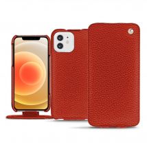 Housse cuir Apple iPhone 12 - - Orange - Cuir grainé