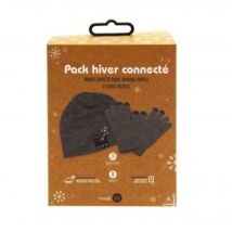 Pack Hiver Bonnet Audio+Gant Tactile Gris Fonce