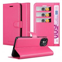 Coque pour Apple iPhone 12 PRO MAX en ROSE BONBON Housse de protection Étui avec fermeture magnétique, fonction de support et compartiment pour carte