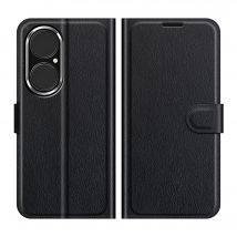 Portefeuille pour HUAWEI P50 Simili-cuir Rabat Protection (NOIR)