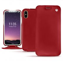 Funda de piel Apple iPhone X - Solapa vertical - Rojo - Piel lisa - Nuevo