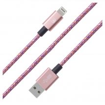 Cable USB A/Lightning tejido 2 m 2,4A Rosa Bigben - Nuevo