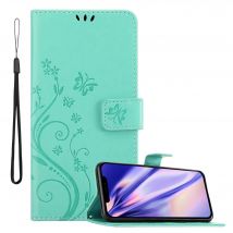 Coque pour Apple iPhone 13 en TURQUOISE FLORAL Housse de protection Étui au design floral avec fermeture magnétique, fonction de support et 