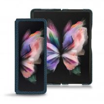 Coque cuir Samsung Galaxy Z Fold3 - Seconde peau - Bleu - Cuir grainé
