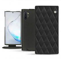 Housse cuir Samsung Galaxy Note10+ - - Noir - Cuir lisse couture