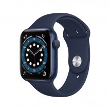 Watch Series 6 (GPS + Cellular), Boîtier en Aluminium Bleu de 44 mm, Bracelet Sport Marine Intense, bleu