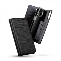 Diarycase 2.0 Funda tipo almeja de piel auténtica con soporte magnético para Apple iPhone 14, Negro medianoche - Nuevo