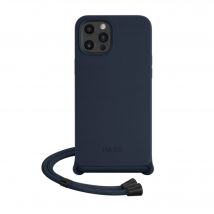 Coque en gel de silicone doux en bandoulière pour Apple iPhone 12 Pro Max, Bleu Oxford