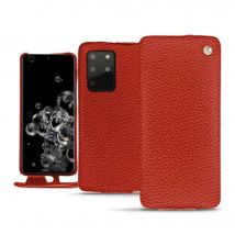Funda de piel Samsung Galaxy S20+ 5G - Solapa vertical - Naranja - Piel granulada - Nuevo