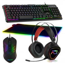 Pack Gamer Clavier Souris Tapis XXL Casque RGB GTA 230 PS4, PS5, XB1 X et S, PC