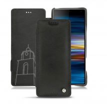 Funda de piel Sony Xperia 10 Plus - Solapa horizontal - Negro - Piel lisa de primera calidad - Nuevo