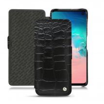 Housse cuir Samsung Galaxy S10E - Rabat horizontal - Noir - Cuir Abaca