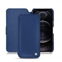 Housse cuir Apple iPhone 12 Pro Max - - Bleu - Cuir saffiano