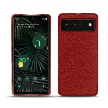 Coque cuir Google Pixel 6 Pro - - Rouge - Cuir grainé
