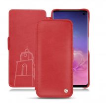 Housse cuir Samsung Galaxy S10 - Rabat horizontal - Rouge - Cuir lisse premium