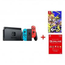 Switch Neon OLED + Splatoon 3 + abonnement 3 mois, Rouge, Bleu