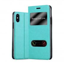 Coque pour Apple iPhone X / XS en TURQUOISE MENTHE Housse de protection Étui avec fermeture magnétique, fonction de support et 2 fenêtres de 