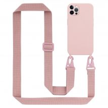 Tour de cou chaîne pour Apple iPhone 12 PRO MAX en LIQUID PINK Housse de protection en silicone avec cordelette réglable