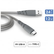 Câble Ultra-renforcé USB A/USB C 1,2m 3A Garanti à vie Gris - 100% Plastique recyclé Force Power