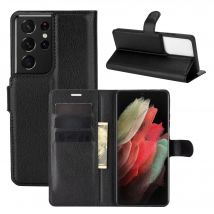 Portefeuille pour SAMSUNG Galaxy S21 Ultra Simili-cuir Rabat Protection (NOIR)