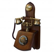 OPIS 1921 CABLE D - téléphone mural rétro en bois et metal avec cadran rotatif