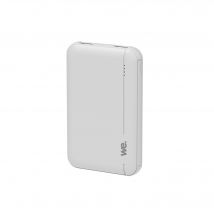 WE Mini Batterie Externe 5000 mAh, Powerbank Chargeur Portable 2 Ports USB Sortie 5V 2.1A, Indicateur LED de Niveau de la Batterie, Blanche